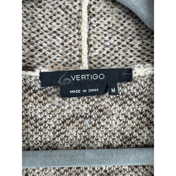 Vertigo Animal Print Open Front Cardigan Sweater Womens Medium Brown Beige - Picture 8 of 13